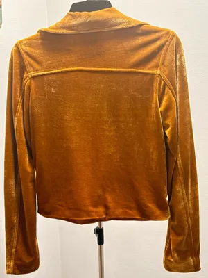 Forever 21 Velvet Moto Jacket in Mustard Gold thumbnail 3