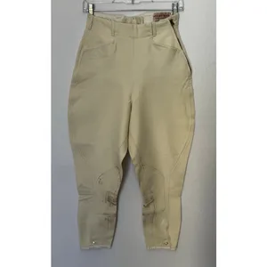 1970s Vintage Equestrian Riding Breeches Cream XXS XS Side Zip Jodhpurs thumbnail 3