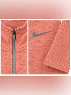 Nike Dri-FIT Coral Heather Quarter Zip Running Top Long Sleeve Small thumbnail 4