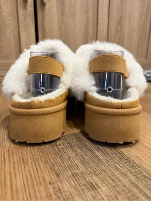 Steve Madden Tan Faux-Suede Mule Slippers with White Faux-Fur Cuff Size 8 thumbnail 6