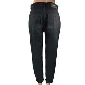 Pull & Bear Women's Black Distressed High Waisted Cropped Mom Denim Jeans Size 6 thumbnail 3