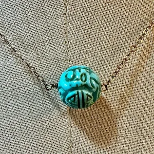 Turquoise Longevity Gold Filled Necklace Blue thumbnail 2