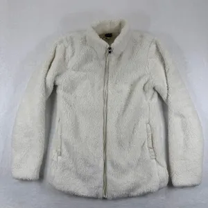 Patagonia Women Size‎ M Cream Fuzzy Fleece Full Zip Jacket Winter Cozy thumbnail 1