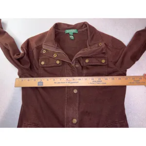 Lauren Ralph Lauren Petite Brown Cotton Utility Jacket Full Zip Snap Small P/P thumbnail 12