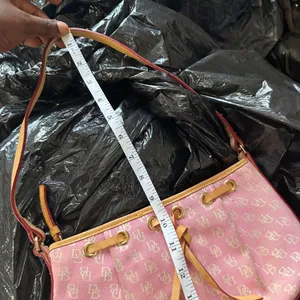 Dooney & Bourke Vintage Y2K Pink Monogram Shoulder Hand Bag Purse Tassel Baguette Preppy Canvas Leather #2000s #Feminine #Girly #Dainty #Fairy luxury designer thumbnail 5