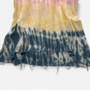 StarkX Tie-Dye Colorful rainbow Cotton Gauze Frayed Hem Top Luxury Boho M thumbnail 5