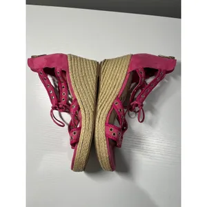 Sam Edelman Elsie Daphne Hot Pink Espadrille Wedge Sandals‎ Grommet Lace Up 5 thumbnail 5