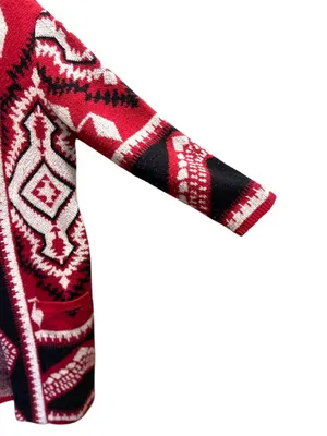 Bibi Southwestern Chunky Duster Cardigan Red Size XL Western Boho Rodeo Preppy thumbnail 10