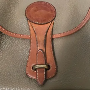 Dooney & Bourke Vintage Essex saddlebag‎ taupe & cognac AWL pebble crossbody bag thumbnail 13