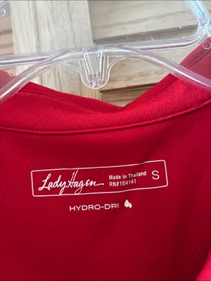 Lady Hagen Bright Red Short-Sleeve Golf Polo Top Small thumbnail 2