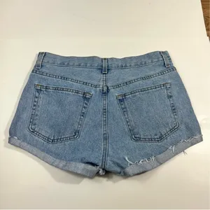 The Vintage Shop George High Waisted Rigid Denim Rolled Hem Distressed Cutoff Denim Shorts 32 Y2K thumbnail 7