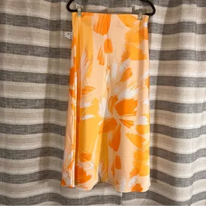 Nine West‎ Orange Floral Midi Skirt Size Small thumbnail 2