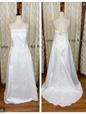 Beautiful Vintage 90s Roberta Bridal Simple Satin Wedding Gown thumbnail 2