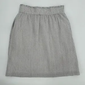 TULIP B Skirt Womens M Gray White Stripe Seersucker Mini Pockets Lined Cotton thumbnail 3