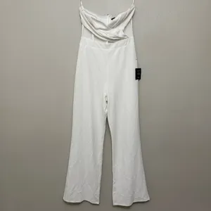 NEW Lulus Surely Stunning Ivory Strapless Bustier Jumpsuit Sz Medium thumbnail 12