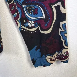 Chico's 2 Travelers Black blue large Paisley Floral Long Sleeve Blouse western thumbnail 3
