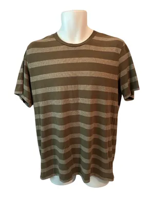 Old Navy Men Striped Short Sleeve Core Crew T Shirt Size Large Olive Stripe thumbnail 1