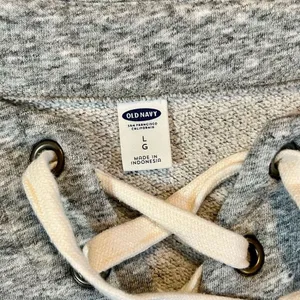 Old Navy Gray Lace Up Sweatshirt Large thumbnail 7
