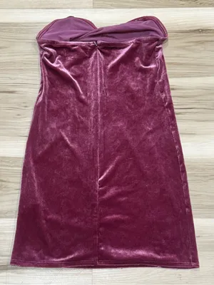 Urban Outfitters Light Before Dark Diane Velour Maroon Mini Dress Women’s Small thumbnail 5