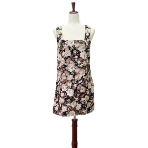 Abercrombie & Fitch Floral Linen Blend Mini Dress Brown Beige Roses Size Small thumbnail 2