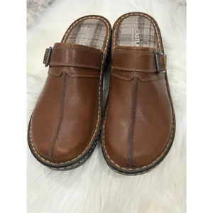 Eastland Mae 10M Brown Leather Clogs Mule Chunky Buckle Cottagecore Comfort Shoe thumbnail 3