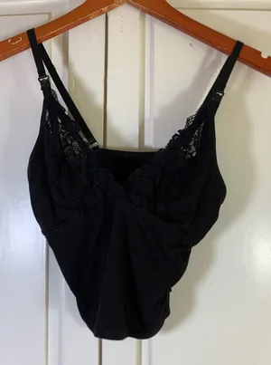 SHEIN Black Ribbed Nursing‎ Camisole Lace Trim Maternity Tank Top Medium thumbnail 1