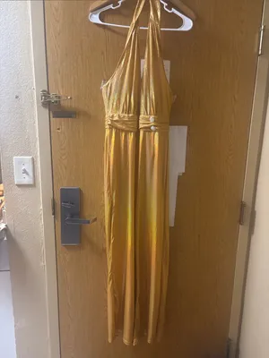 Gold Halter Wide-Leg Jumpsuit S NWOT Fall Halloween Costume Cosplay EDM Rave thumbnail 3