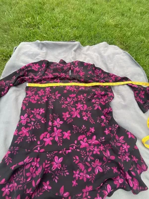 Parker Purple Floral V-neck Flounce Dress Size L thumbnail 11