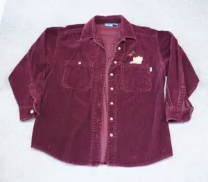 Vintage Disney Pooh Corduroy Shirt Maroon Burgundy Winnie the Pooh Embroidered M thumbnail 1