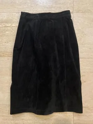 SpringWest Size 5/6‎ Suede Leather Black Suede Skirt thumbnail 1