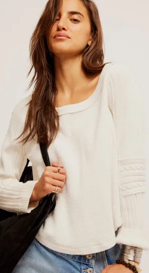 FREE PEOPLE SWINGING CABLE CUFF TOP sz M thumbnail 1