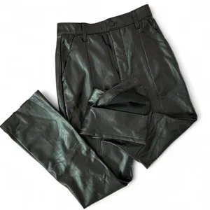 Abercrombie Faux Leather Pants High Rise‎ Trousers Straight Leg Black thumbnail 2