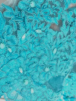 Turquoise Illusion Mermaid Gown Sheer Mesh Floral Lace Appliqués 6 Prom Wedding thumbnail 12