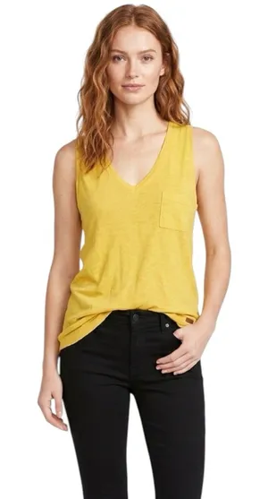 Madewell Womens Blouse Top Tank Sleeveless Preppy Bohemain Boho Yellow Sz Small thumbnail 1