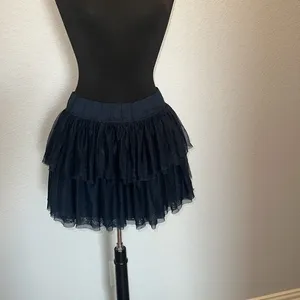 Vintage Abercrombie and Fitch Tiered Mesh Navy Elastic Band Mini Skirt NWOT thumbnail 2