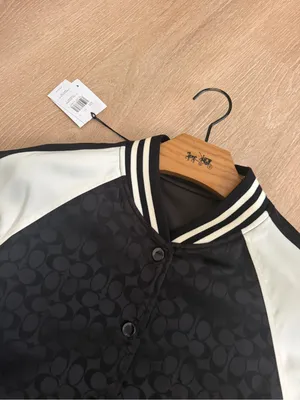 NWT Coach Reversible Signature C Varsity Bomber Jacket Black White Size S CAH06 thumbnail 14