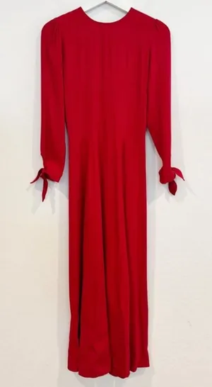 Reformation Puff Sleeve Midi Dress Size 0 Jewel Neck Flowy Office‎ Siren Elegan thumbnail 1