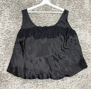Y2K Jones New York Silk Cami Top Lace Trim Black Whimsigoth Plus Size 22W NWT thumbnail 1
