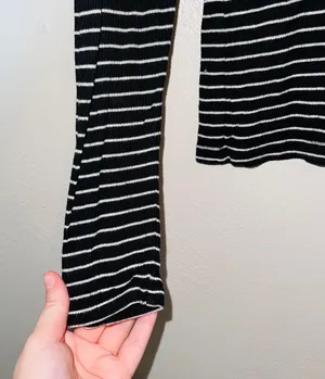 American Eagle Black Soft & Sexy Striped Rib Tee thumbnail 5