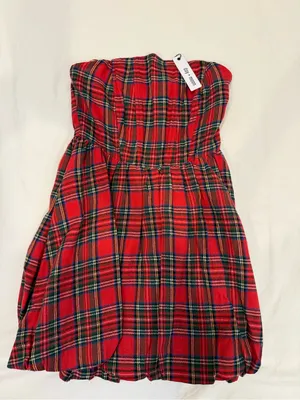 Strapless Red Plaid Mini Dress - Classic Holiday Style thumbnail 3