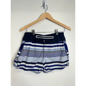Athleta Womens Athletic Striped Lined‎ Blue/White Shorts Size XS thumbnail 3