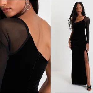 LULU's Prom Wedding Sexy Chic Modern Minimalistic Chic One Shoulder Maxi Dress thumbnail 3