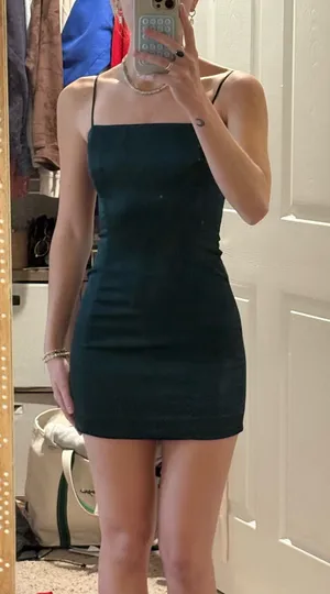 Aritzia Sunday Best Dress Mini Satin Green thumbnail 1