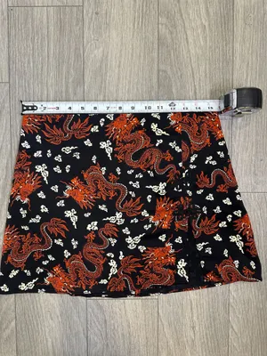 Zara Tattoo Core Y2K Dragon Mini Skirt Black Red Street Style Size L thumbnail 5