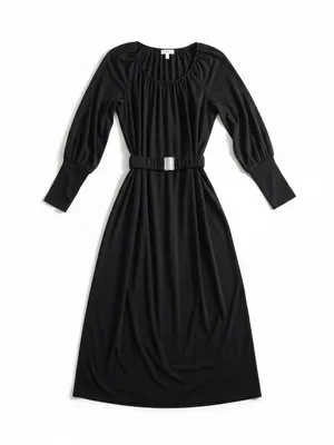 Tuckernuck Kendall Dress Women Small Black NEW Belted Bishop Sleeve Midi thumbnail 2