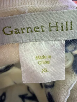 Garnet Hill Cream and Navy Anchor Button-Front Top thumbnail 6