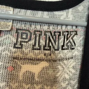 Pink by Victoria’s Secret Fair Isle Dog One Piece Pajamas Union Suit Size Medium thumbnail 5