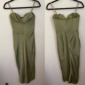 House of CB XS‎ D-DD Myrna Olive green Corset Slip Dress NWOT size XS thumbnail 4