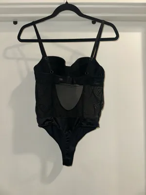 Black lingerie corset one piece bodysuit thumbnail 3