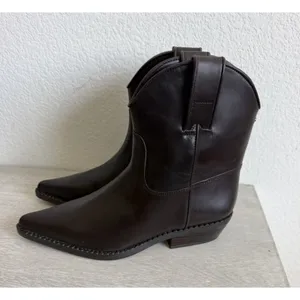 Michael Kors Noemie Women's Brown Leather Pull-On Ankle Bootie Pointed W 5.5 thumbnail 3